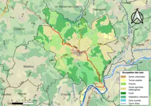 Carte en couleurs présentant l'occupation des sols.