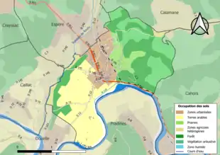 Carte en couleurs présentant l'occupation des sols.
