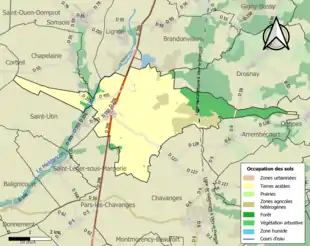 Carte en couleurs présentant l'occupation des sols.