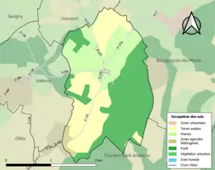 Carte en couleurs présentant l'occupation des sols.