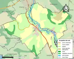 Carte en couleurs présentant l'occupation des sols.