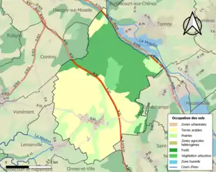 Carte en couleurs présentant l'occupation des sols.