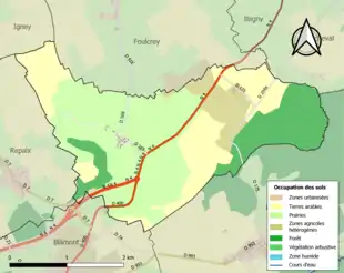 Carte en couleurs présentant l'occupation des sols.