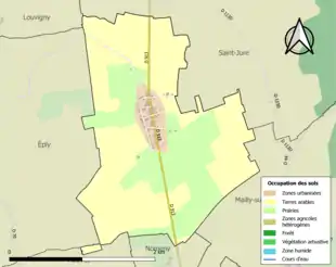 Carte en couleurs présentant l'occupation des sols.