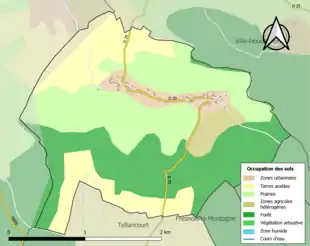 Carte en couleurs présentant l'occupation des sols.