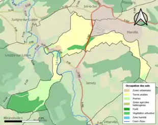 Carte en couleurs présentant l'occupation des sols.