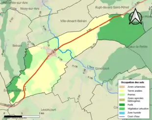 Carte en couleurs présentant l'occupation des sols.