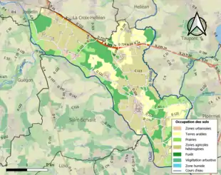 Carte en couleurs présentant l'occupation des sols.