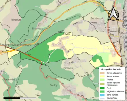 Carte en couleurs présentant l'occupation des sols.