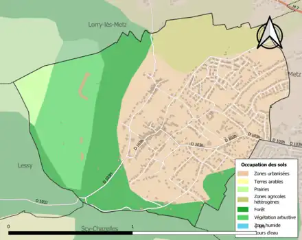 Carte en couleurs présentant l'occupation des sols.