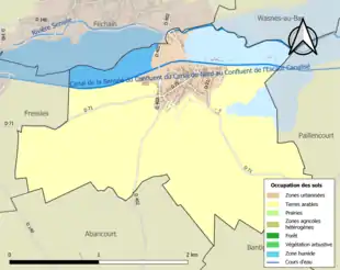 Carte en couleurs présentant l'occupation des sols.