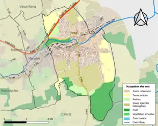 Carte en couleurs présentant l'occupation des sols.