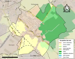 Carte en couleurs présentant l'occupation des sols.