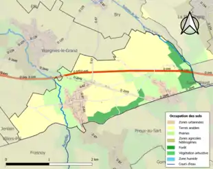 Carte en couleurs présentant l'occupation des sols.