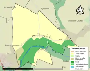 Carte en couleurs présentant l'occupation des sols.