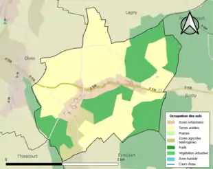 Carte en couleurs présentant l'occupation des sols.