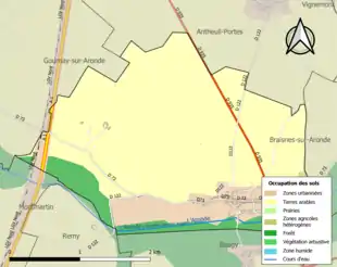 Carte en couleurs présentant l'occupation des sols.