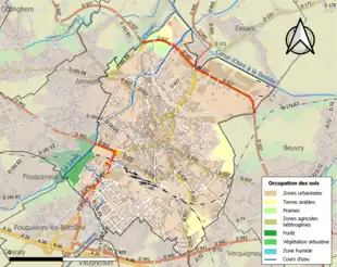 Carte en couleurs présentant l'occupation des sols.