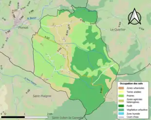 Carte en couleurs présentant l'occupation des sols.