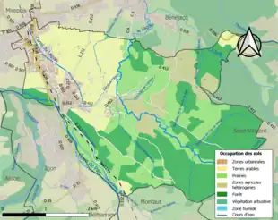 Carte en couleurs présentant l'occupation des sols.
