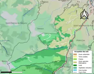 Carte en couleurs présentant l'occupation des sols.