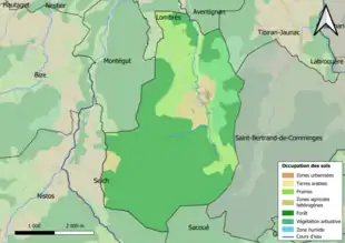 Carte en couleurs présentant l'occupation des sols.