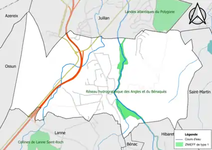 Carte de la ZNIEFF de type 1 sur la commune.
