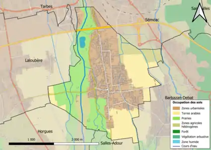 Carte en couleurs présentant l'occupation des sols.