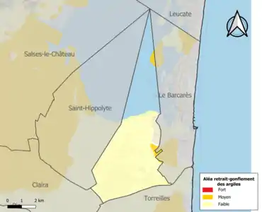 Carte des zones d'aléa retrait-gonflement des argiles.