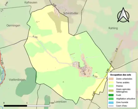 Carte en couleurs présentant l'occupation des sols.