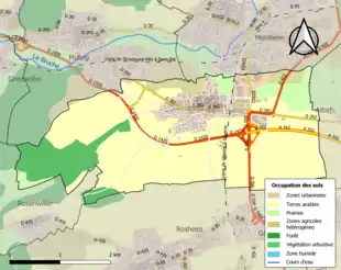 Carte en couleurs présentant l'occupation des sols.