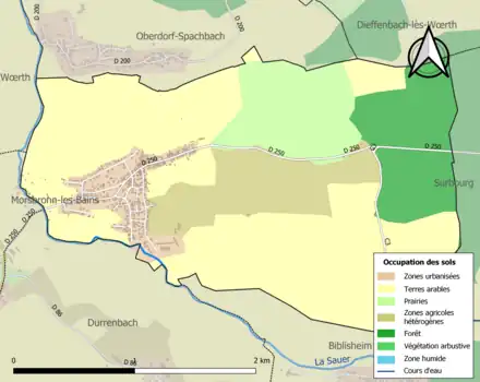 Carte en couleurs présentant l'occupation des sols.