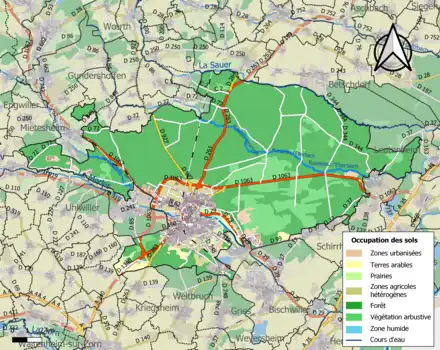 Carte en couleurs présentant l'occupation des sols.
