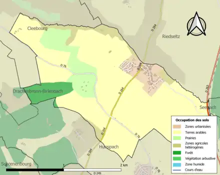 Carte en couleurs présentant l'occupation des sols.
