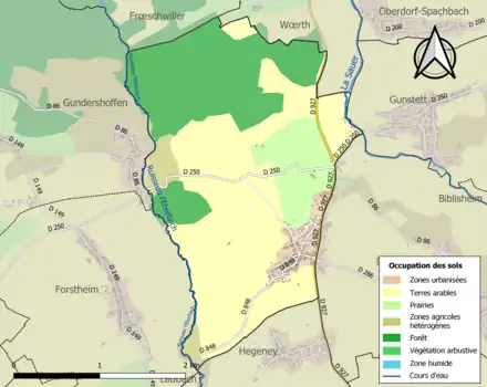 Carte en couleurs présentant l'occupation des sols.