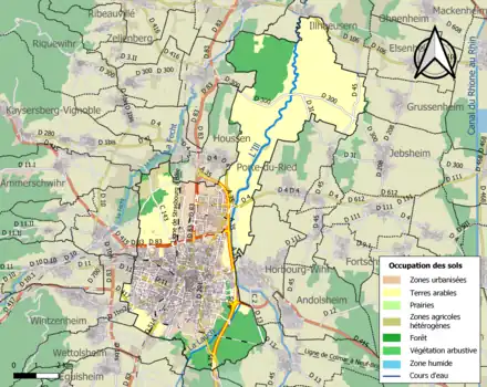Carte en couleurs présentant l'occupation des sols.
