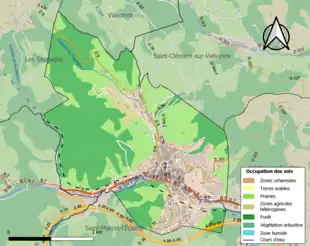 Carte en couleurs présentant l'occupation des sols.