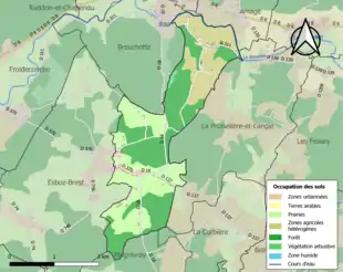 Carte en couleurs présentant l'occupation des sols.
