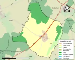 Carte en couleurs présentant l'occupation des sols.