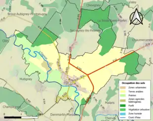 Carte en couleurs présentant l'occupation des sols.