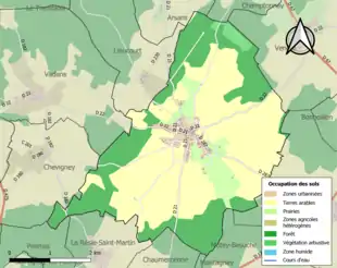 Carte en couleurs présentant l'occupation des sols.