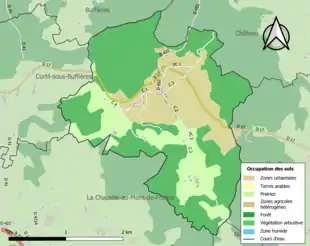 Carte en couleurs présentant l'occupation des sols.
