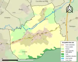 Carte en couleurs présentant l'occupation des sols.