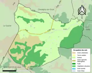 Carte en couleurs présentant l'occupation des sols.