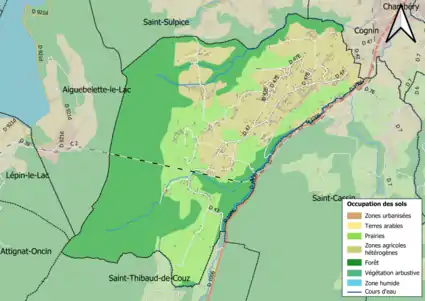 Carte en couleurs présentant l'occupation des sols.