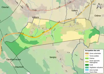 Carte en couleurs présentant l'occupation des sols.