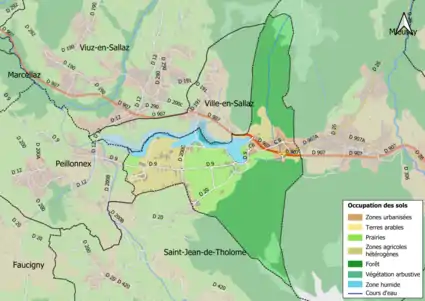 Carte en couleurs présentant l'occupation des sols.