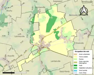 Carte en couleurs présentant l'occupation des sols.