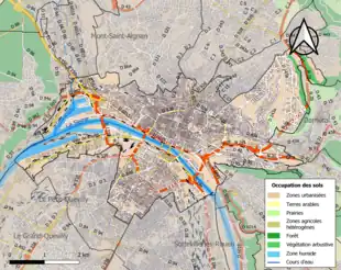 Carte en couleurs présentant l'occupation des sols.