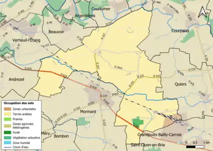 Carte des infrastructures et de l'occupation des sols en 2018 (CLC) de la commune.